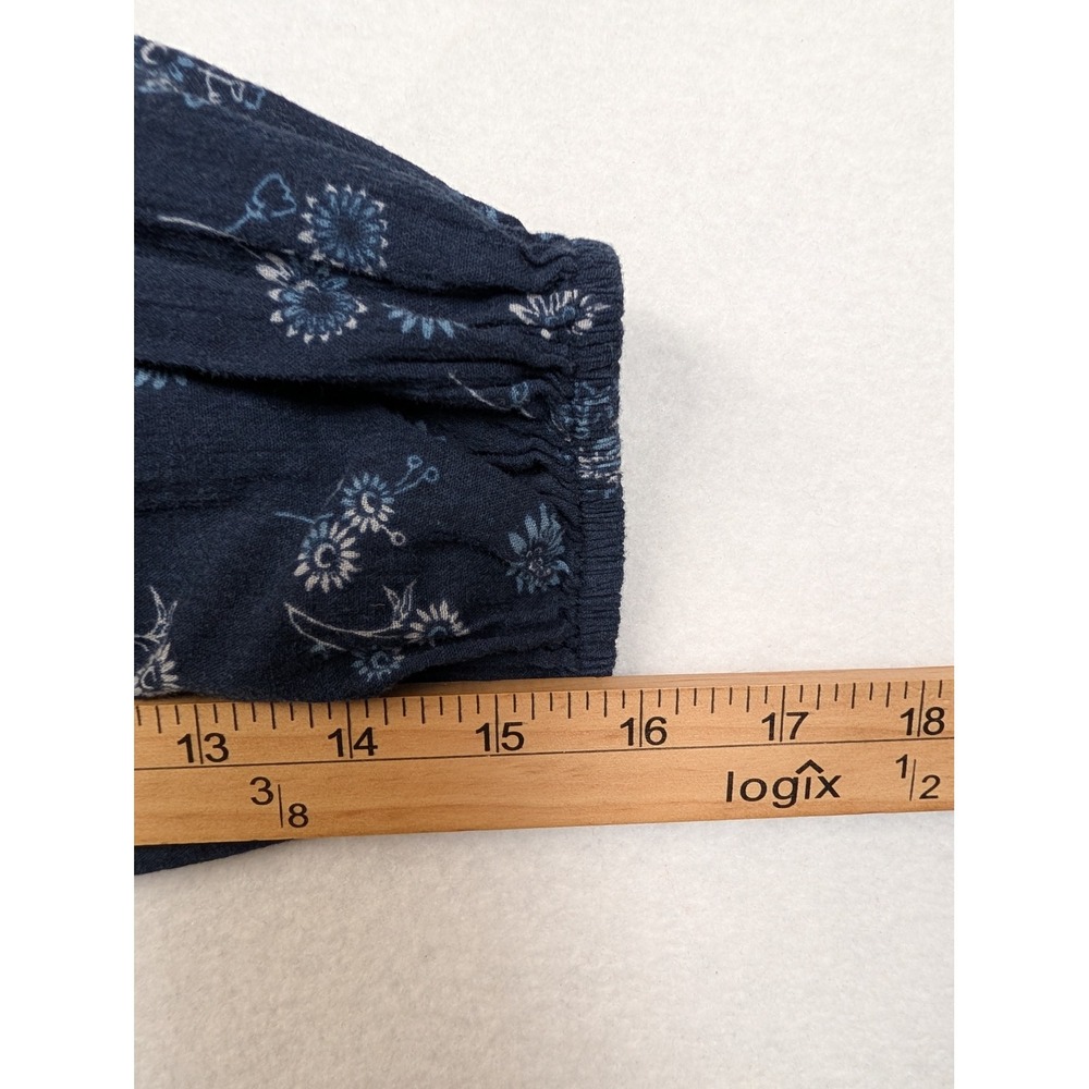 Madewell Womens Smocked Peplum Top Size 0 Floral Long Sleeve Navy Blue - Picture 7 of 9